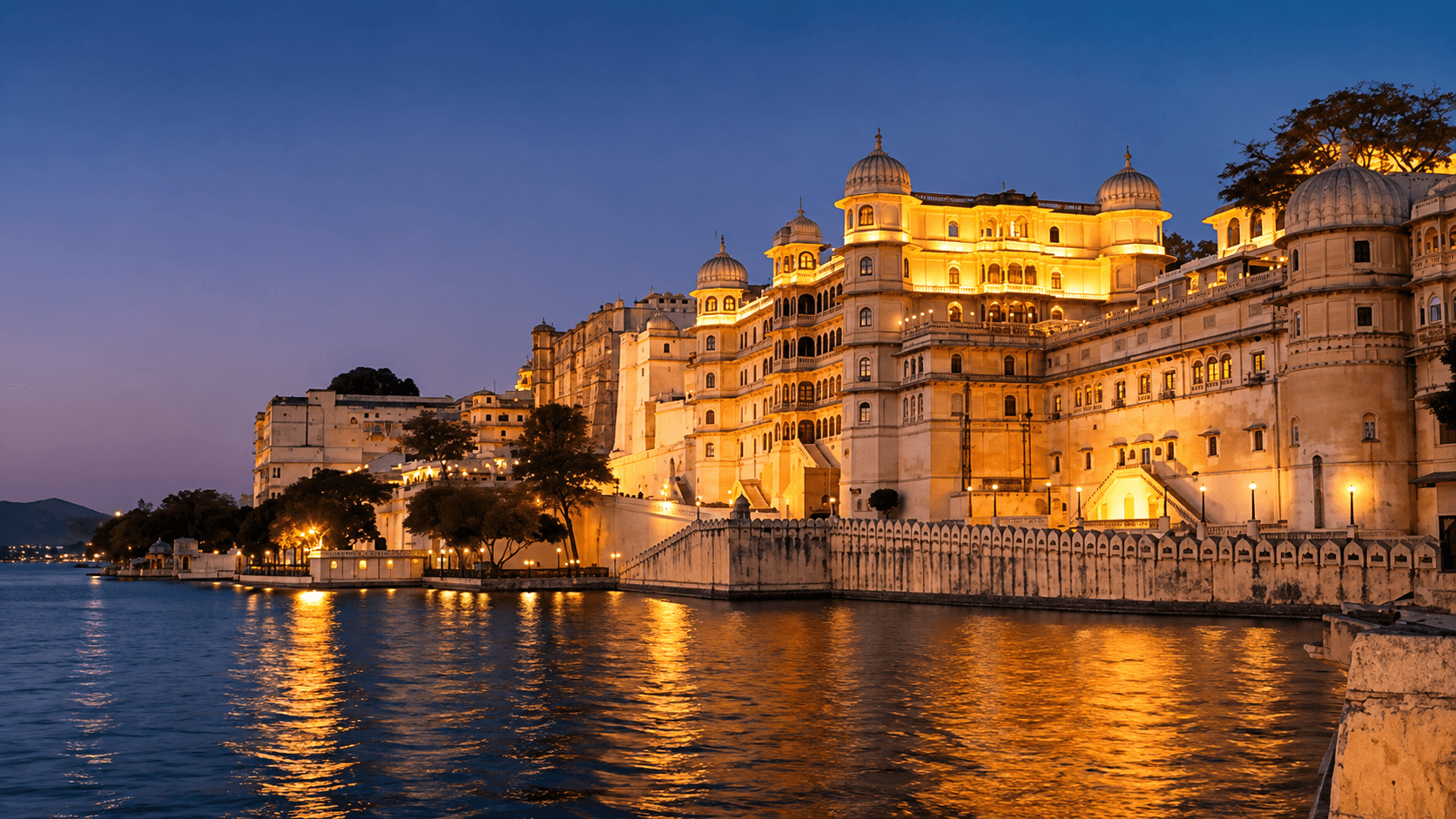 The Krishna Vilas chamber — every square inch of wall and ceiling covered in miniature paintings of Lord Krishna, jewel-bright colours preserved for three centuries, divine figures emerging from backgrounds of lapis blue and burnished gold