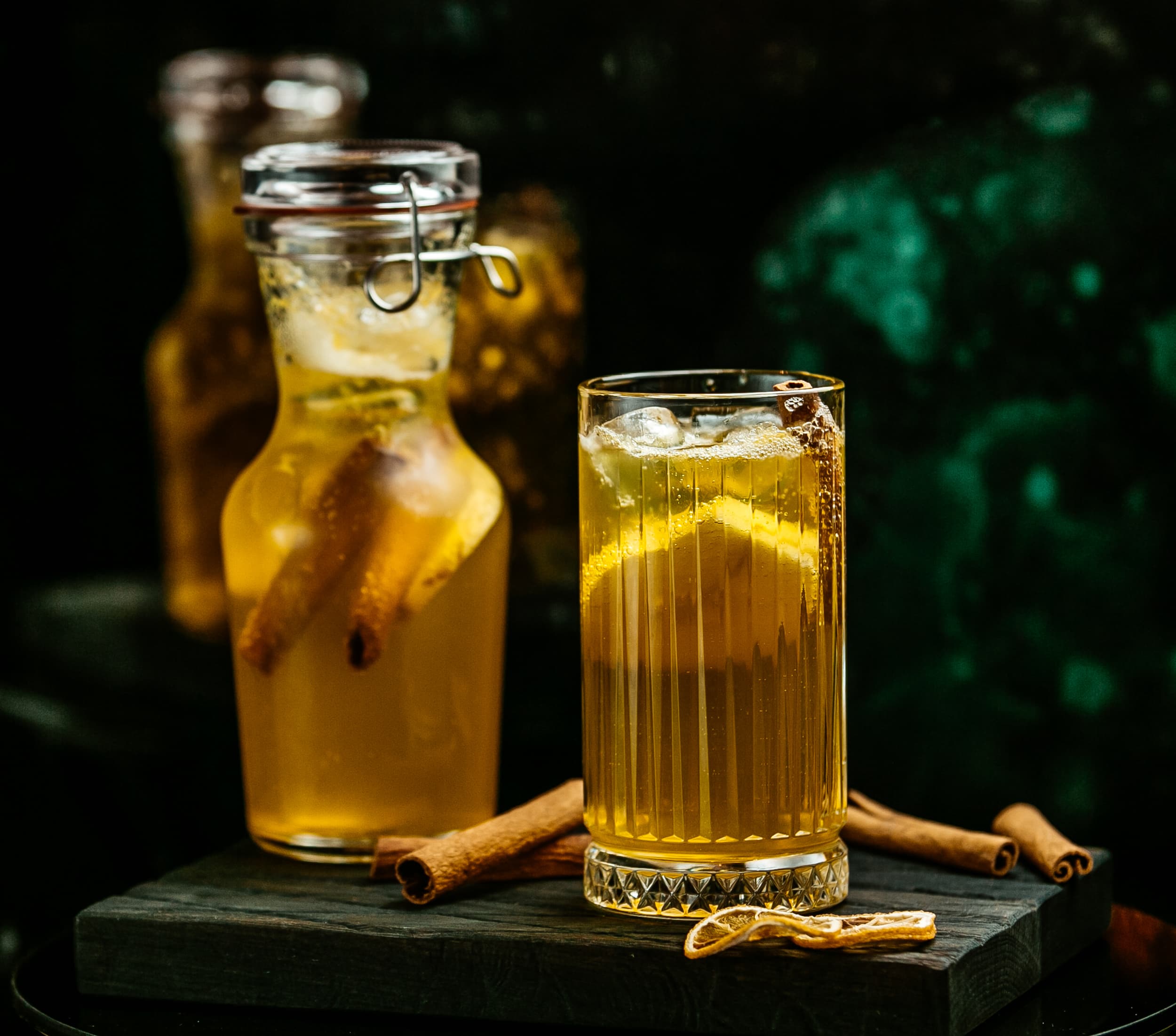 yellow drink with lemon cinnamon
